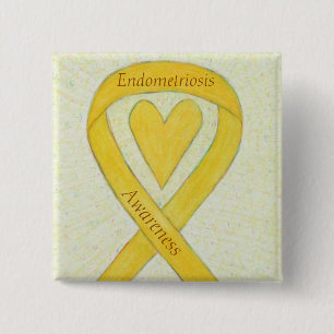 Endometriosis Awareness Heart Ribbon Custom Pin