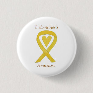 Endometriosis Awareness Heart Ribbon Custom Pin