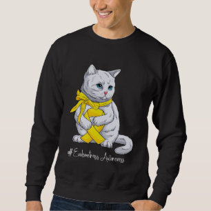 Endometriosis Awareness Month Yellow Ribbon Cat Sweatshirt