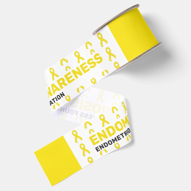 Endometriosis Awareness Pattern Ribbon Grosgrain Ribbon (Front+Back)