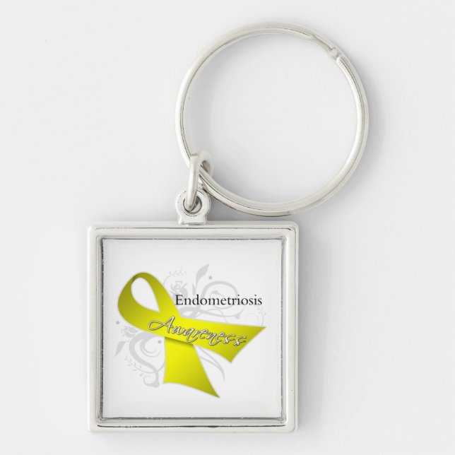 Endometriosis Awareness Ribbon Key Ring (Front)