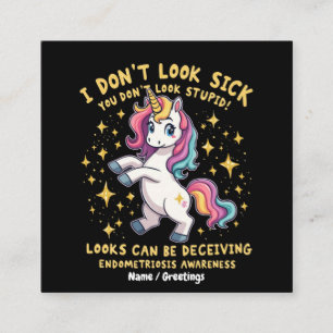 Endometriosis Awareness Strong Unicorn Warrior Square Business Card