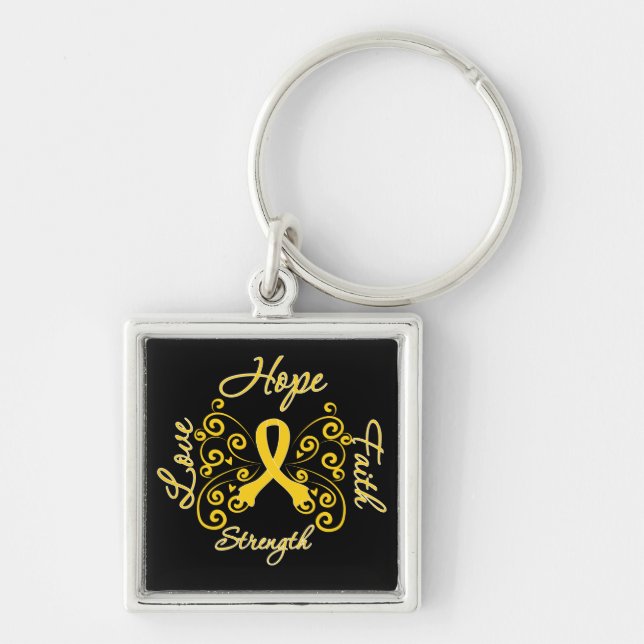 Endometriosis Hope Motto Butterfly Key Ring (Front)