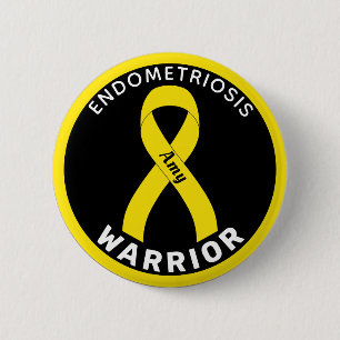 Endometriosis Warrior Ribbon Black Button