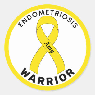 Endometriosis Warrior Ribbon White Round Sticker