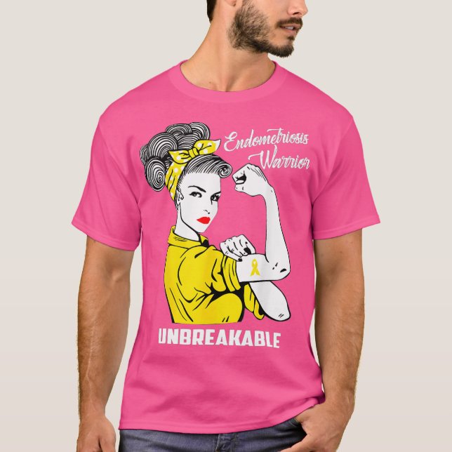 Endometriosis Warrior Unbreakable Arm Strong Woman T-Shirt (Front)