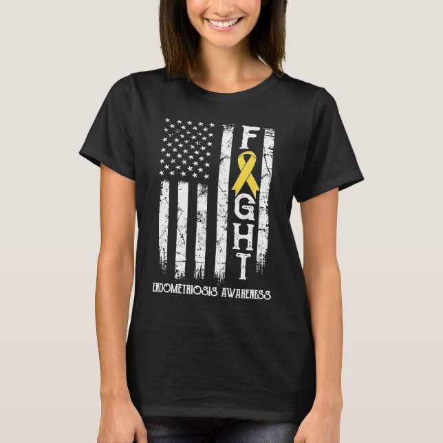 Endometriosis Warrior US Flag T-Shirt (Front)