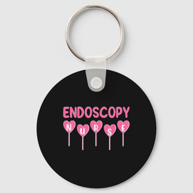 Endoscopy Nurse Hearts Candy Valentine Gastroenter Key Ring (Front)