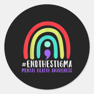 #endthestigma - Mental Health Awareness Semicolon Classic Round Sticker