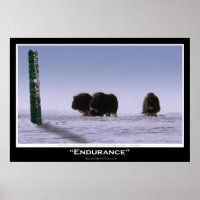 "ENDURANCE" Musk Oxen & Totem Pole Art Poster