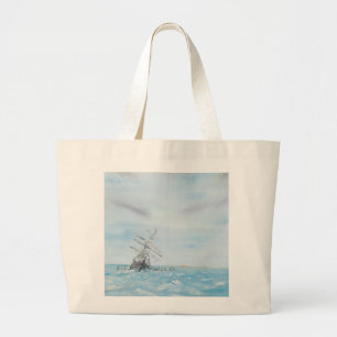 Endurance trapped by the Antarctic Ice. Painted Large Tote Bag