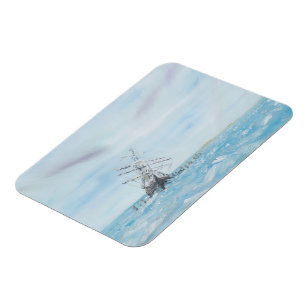 Endurance trapped by the Antarctic Ice. Painted Magnet