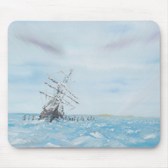 Endurance trapped by the Antarctic Ice. Painted Mouse Pad (Front)