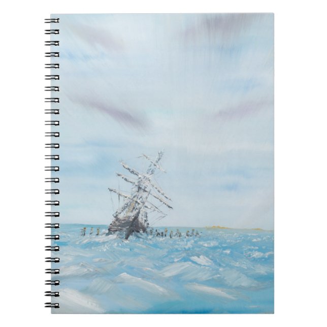 Endurance trapped by the Antarctic Ice. Painted Spiral Notebook (Front)