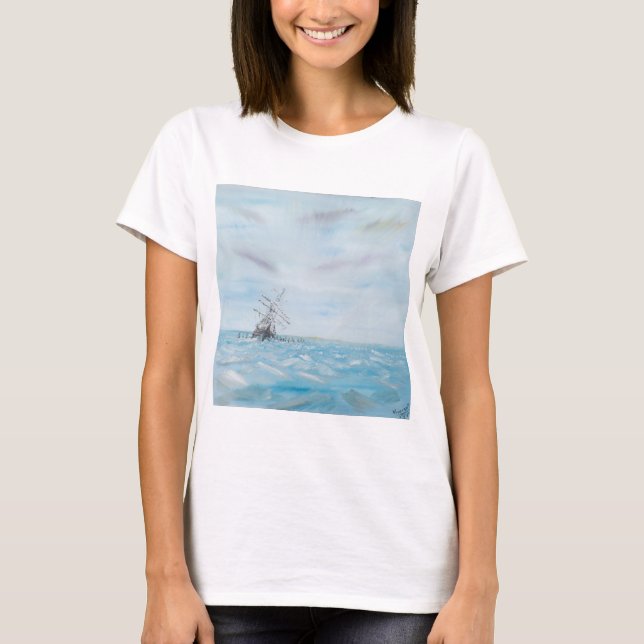 Endurance trapped by the Antarctic Ice. Painted T-Shirt (Front)