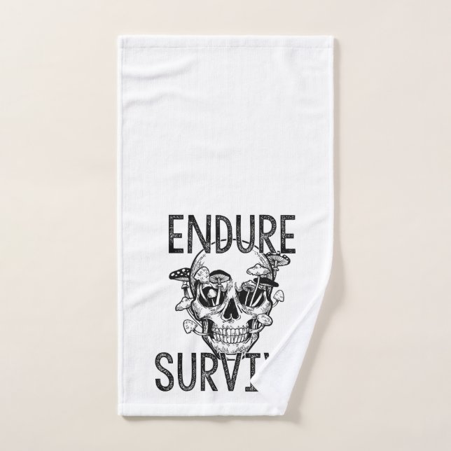 Endure and Survive Skull with Mushrooms | Dark Sur Hand Towel (Hand Towel)