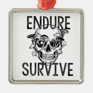 Endure and Survive Skull with Mushrooms Metal Tree Decoration
