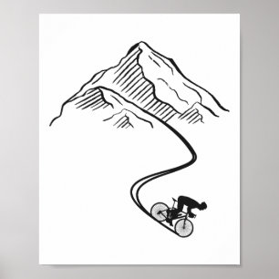 Enduro Mtb Mountain Bike Riding Downhill Minimalis Poster