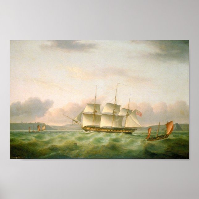 Endymion off Plymouth by Thomas Luny Poster (Front)
