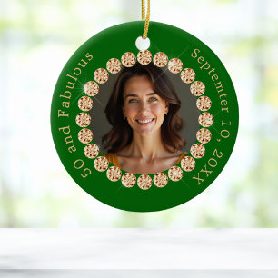 Enerald green gold photo diamond fabulous birthday ceramic tree decoration