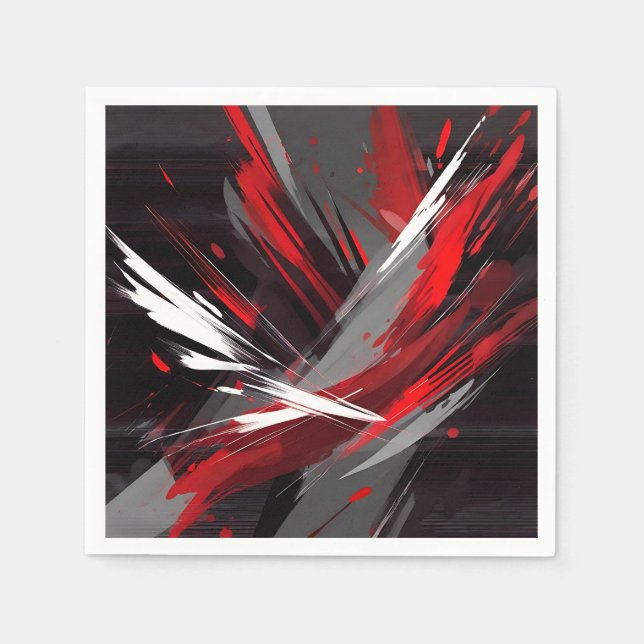 Energetic Abstract Red And Grey Bold Napkin (Front)