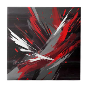 Energetic Abstract Red And Grey Bold Tile