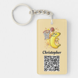 Energetic Banana Slam Dunk Customisable QR Code 🍌 Key Ring