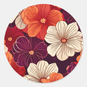 Energetic Begonia Blooms on Dark Classic Round Sticker