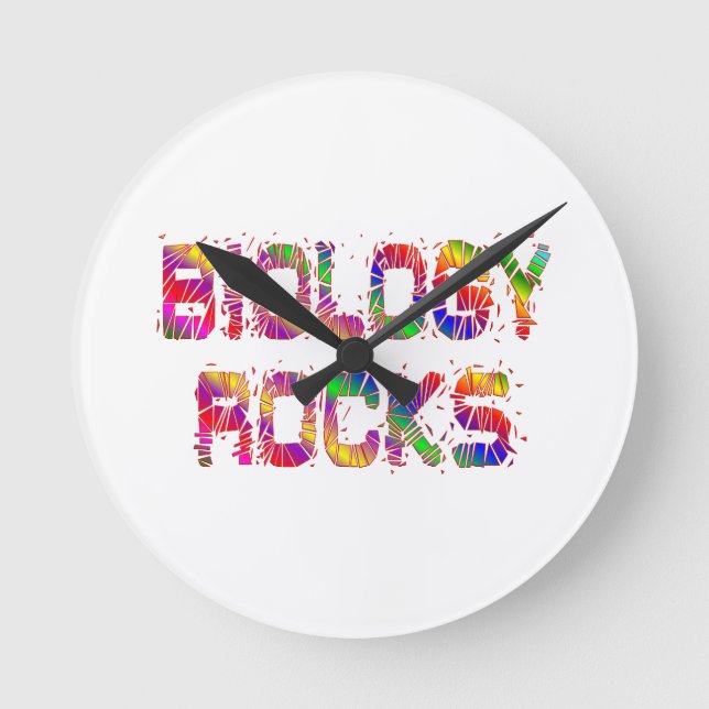 Energetic Biology Rocks Round Clock (Front)