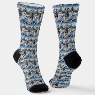 Energetic Blue Heeler Dog Winter Creek Christmas Socks