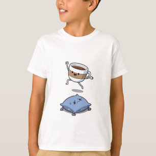 Energetic Cartoon Coffee Cup Jumping Over  T-Shirt