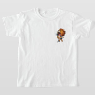 Energetic Cartoon Lion Rocker Singing Loudly T-Shirt