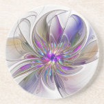 Energetic, Colorful Abstract Fractal Art Flower Coaster<br><div class="desc">A multicolored powerful fantasy flower, 
unique floral Fractal Art.
Design for your sandstone coaster and more.</div>