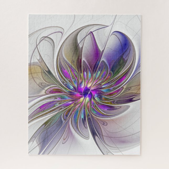 Energetic, Colorful Abstract Fractal Art Flower Jigsaw Puzzle (Vertical)