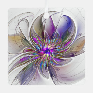 Energetic, Colorful Abstract Fractal Art Flower Metal Tree Decoration