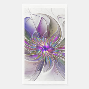 Energetic, Colorful Abstract Fractal Art Flower Napkin