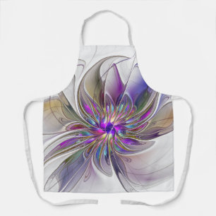 Energetic, Colourful Abstract Fractal Art Flower Apron