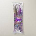 Energetic, Colourful Abstract Fractal Art Flower Body Cushion<br><div class="desc">A multicolored powerful fantasy flower, 
unique floral fractal art.
Design for your body pillow and more.</div>