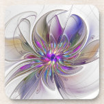 Energetic, Colourful Abstract Fractal Art Flower Coaster<br><div class="desc">A multicolored powerful fantasy flower, 
unique floral Fractal Art.
Design for your hard plastic with cork back coaster and more.</div>