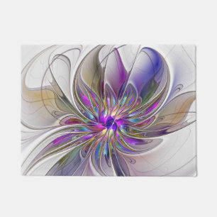 Energetic, Colourful Abstract Fractal Art Flower Doormat