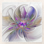 Energetic, Colourful Abstract Fractal Art Flower Glass Coaster<br><div class="desc">A multicolored powerful fantasy flower, 
unique floral Fractal Art.
Design for your glass coaster and more.</div>