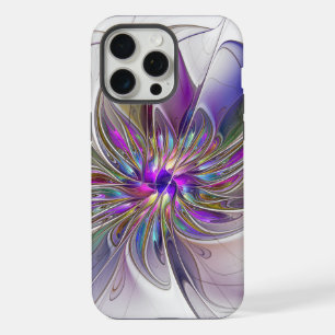 Energetic, Colourful Abstract Fractal Art Flower iPhone 15 Pro Max Case