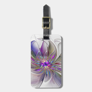 Energetic, Colourful Abstract Fractal Art Flower Luggage Tag