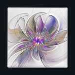 Energetic, Colourful Abstract Fractal Art Flower Magnet<br><div class="desc">A multicolored powerful fantasy flower,
unique floral fractal art.
Design for your unusual decorative square magnet and more.</div>