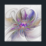 Energetic, Colourful Abstract Fractal Art Flower Magnet<br><div class="desc">A multicolored powerful fantasy flower, 
unique floral fractal art.
Design for your unusual decorative square magnet and more.</div>