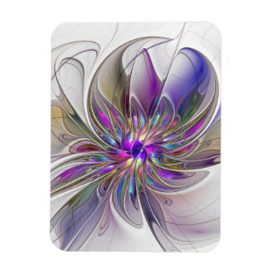 Energetic, Colourful Abstract Fractal Art Flower Magnet