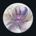 Energetic, Colourful Abstract Fractal Art Flower Magnet<br><div class="desc">A multicolored powerful fantasy flower,
unique floral fractal art.
Design for your unusual decorative round magnet and more.</div>