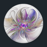 Energetic, Colourful Abstract Fractal Art Flower Magnet<br><div class="desc">A multicolored powerful fantasy flower, 
unique floral fractal art.
Design for your unusual decorative round magnet and more.</div>