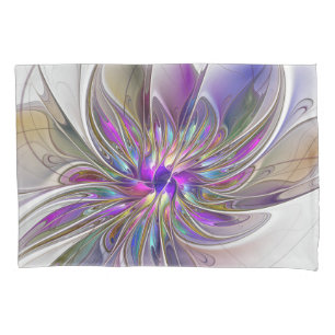 Energetic, Colourful Abstract Fractal Art Flower Pillowcase
