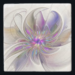 Energetic, Colourful Abstract Fractal Art Flower Stone Coaster<br><div class="desc">A multicolored powerful fantasy flower, 
unique floral Fractal Art.
Design for your square stone coaster and more.</div>